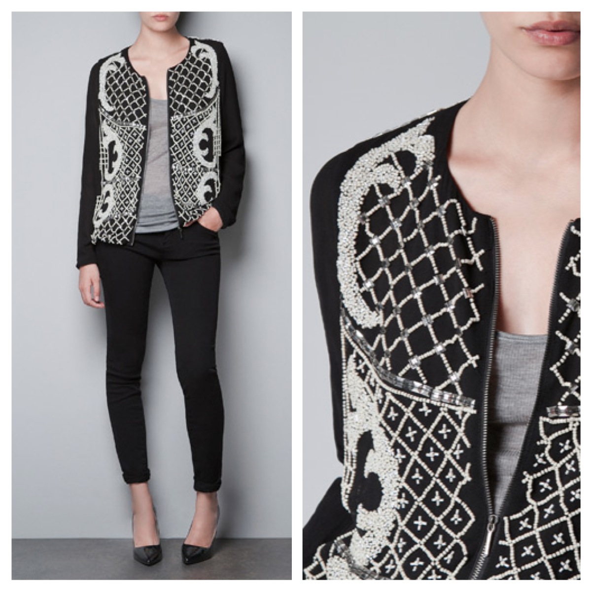 Zara USA :: Bomber Jacket with Diamante | iRok Fashion